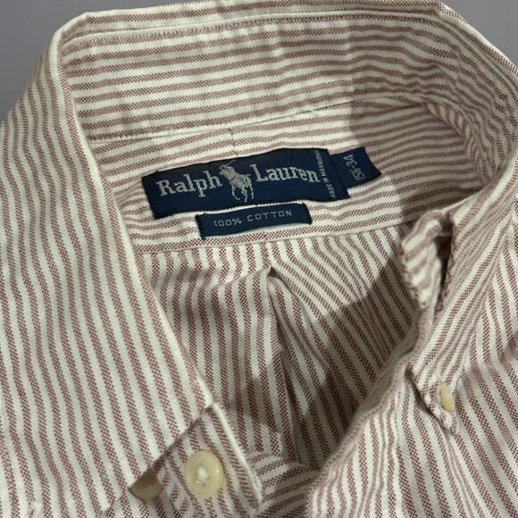 Ralph Lauren Classic Fit Striped White Button Down Shirt Mens M - Picture 3 of 4